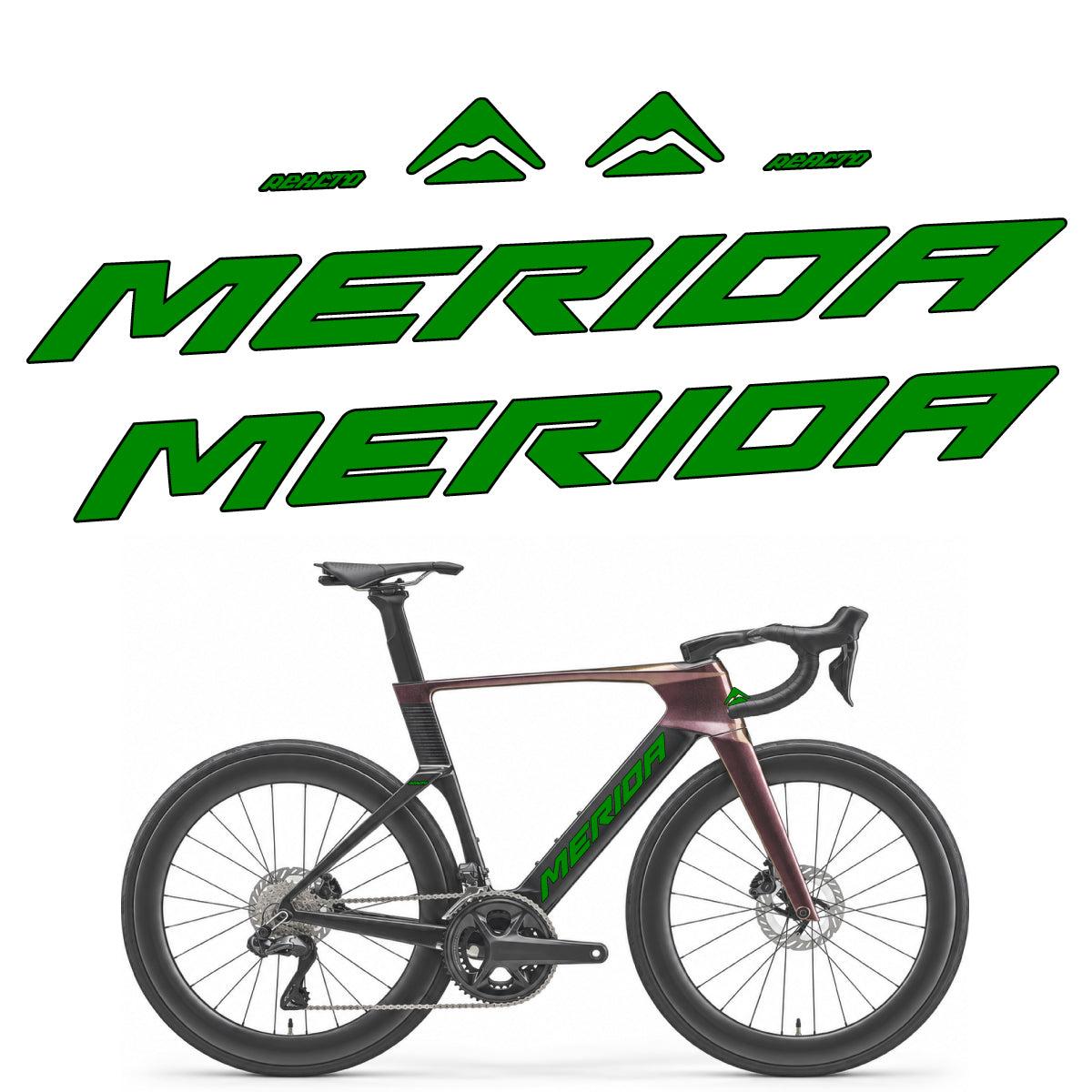 Stickers compatibles Merida Reacto 8000 2027 pour cadre – autocollants vinyle - Vert Moyen