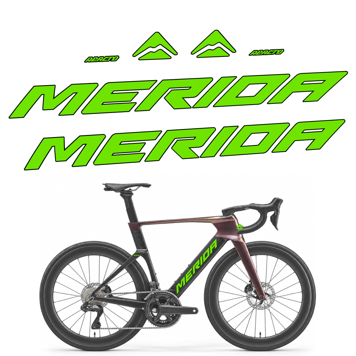 Stickers compatibles Merida Reacto 8000 2027 pour cadre – autocollants vinyle - Vert Pistache