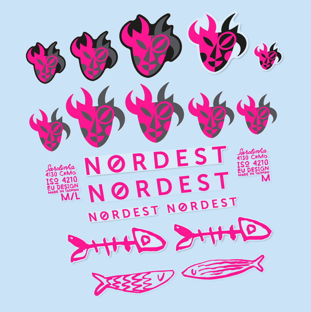 Stickers Nordest Sardinha 2 compatibles - Autocollants cadre vélo