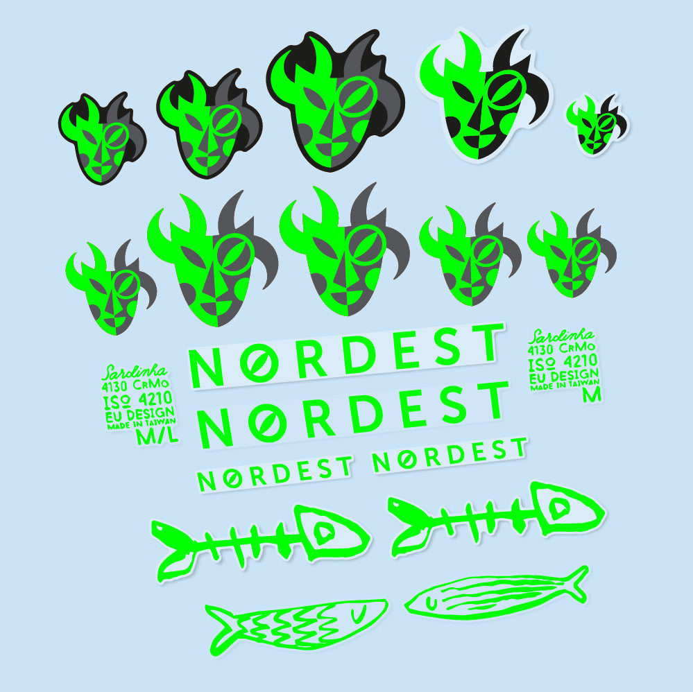Stickers Nordest Sardinha 2 compatibles - Autocollants cadre vélo
