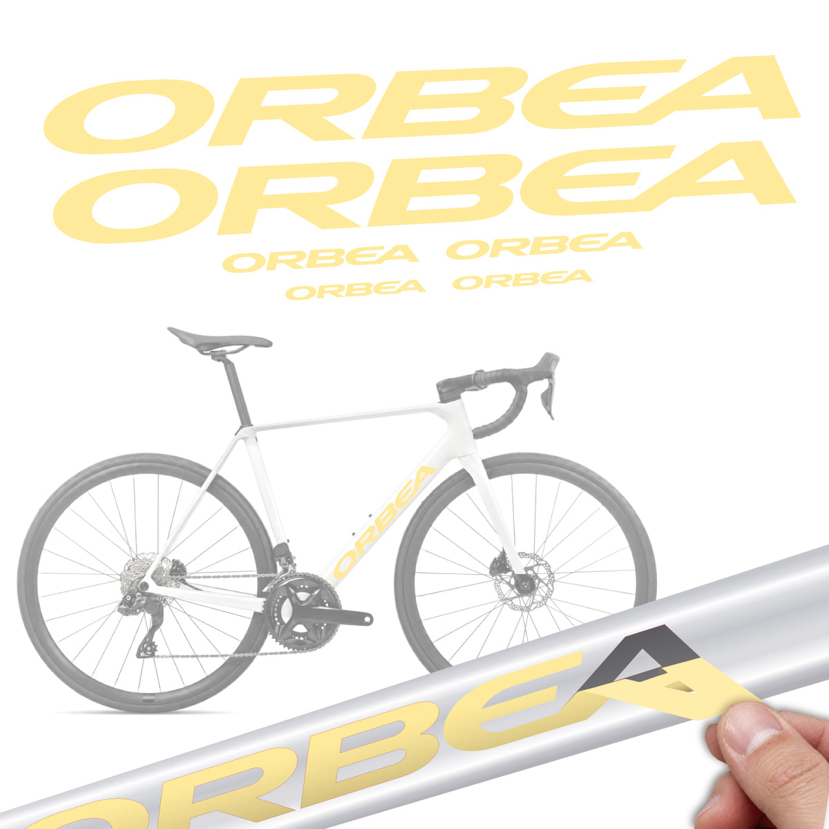 Stickers compatibles Orbea Orca M30i 2026 pour cadre – autocollants vinyle - Crème