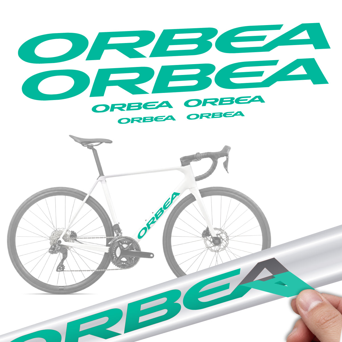 Stickers compatibles Orbea Orca M30i 2026 pour cadre – autocollants vinyle - Turquoise Vert
