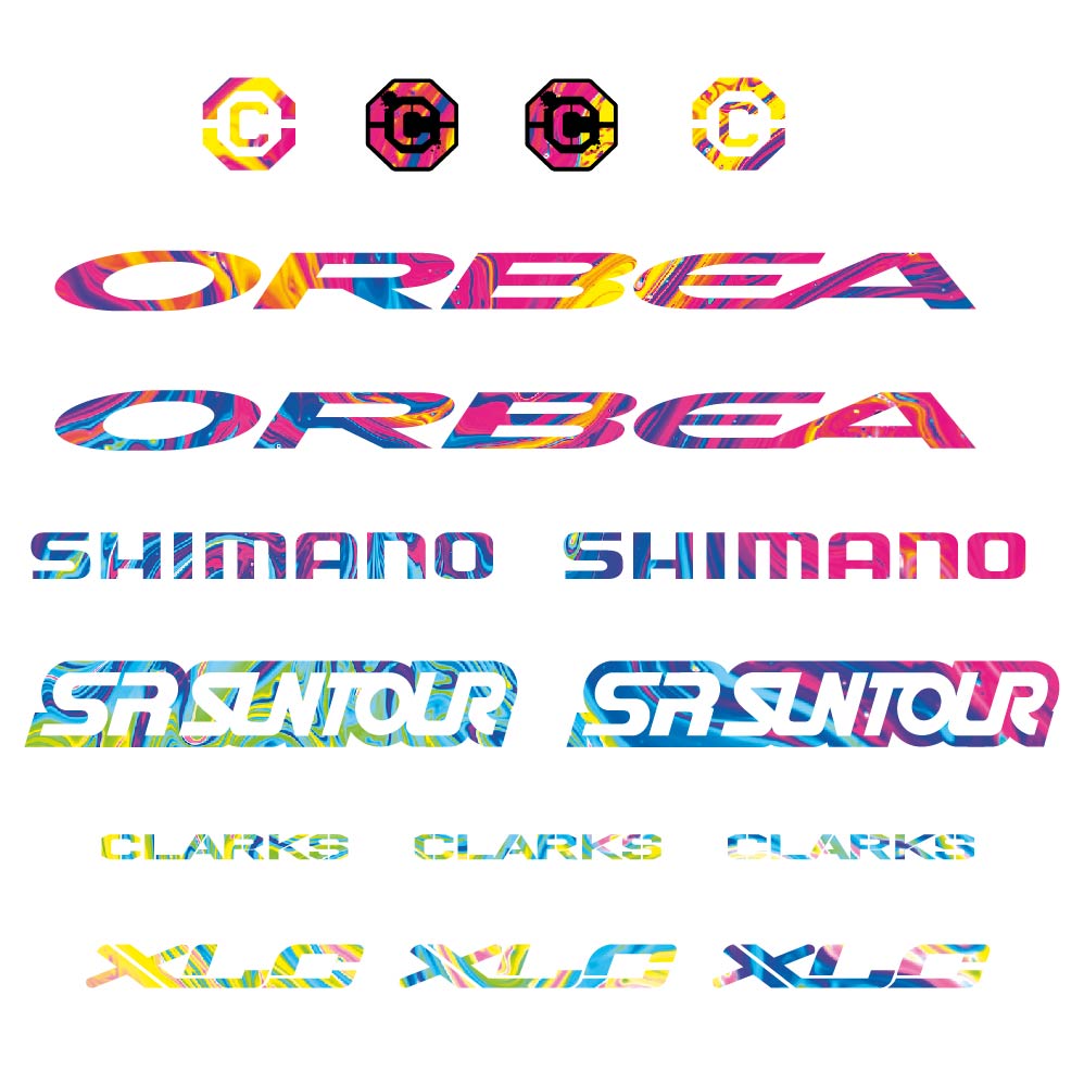 Stickers Orbea, Shimano, SRSuntour, Clarks, XLC compatibles Autocollants cadre