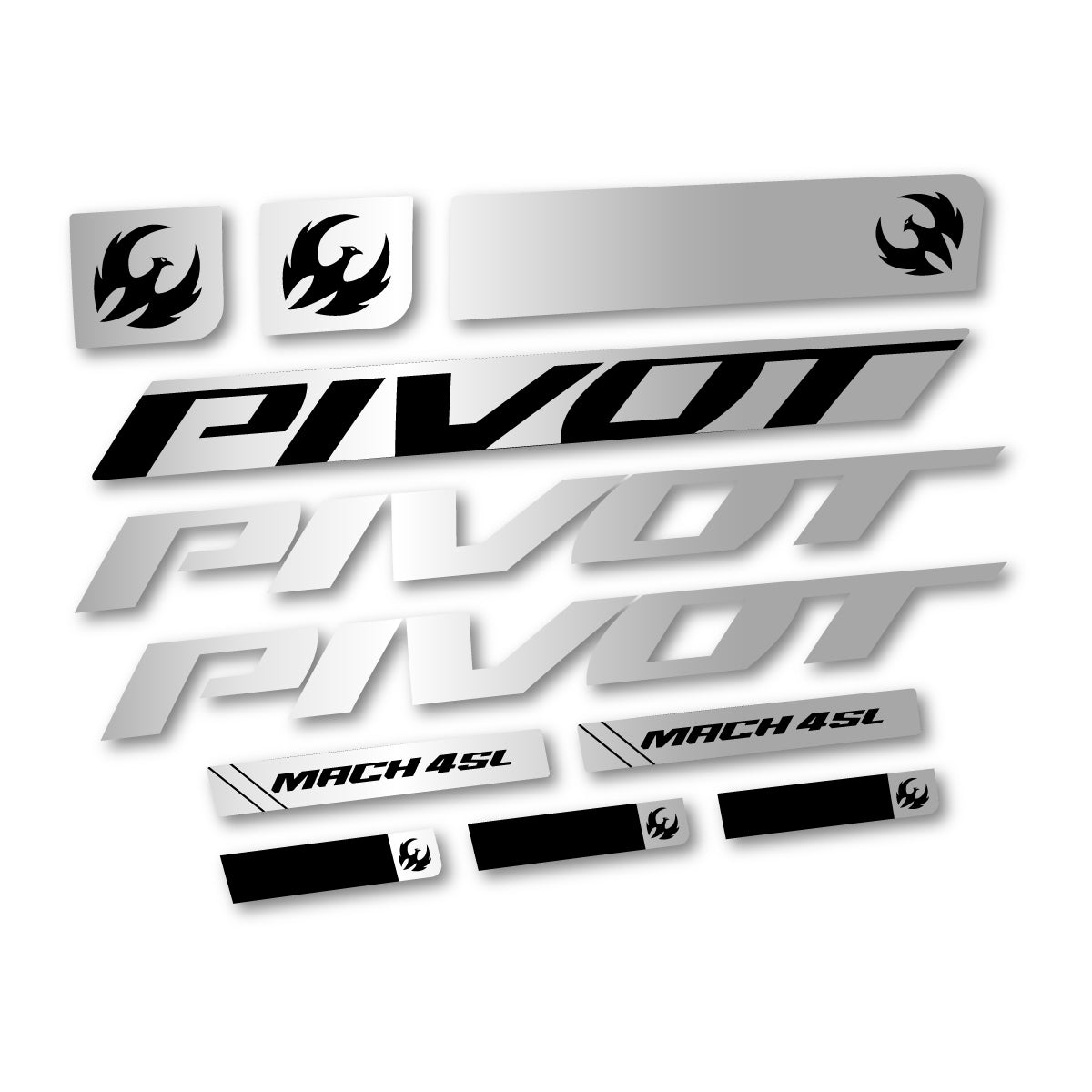 Stickers compatibles Pivot Mach 4 SL 2026 pour cadre – autocollants vinyle - Argent