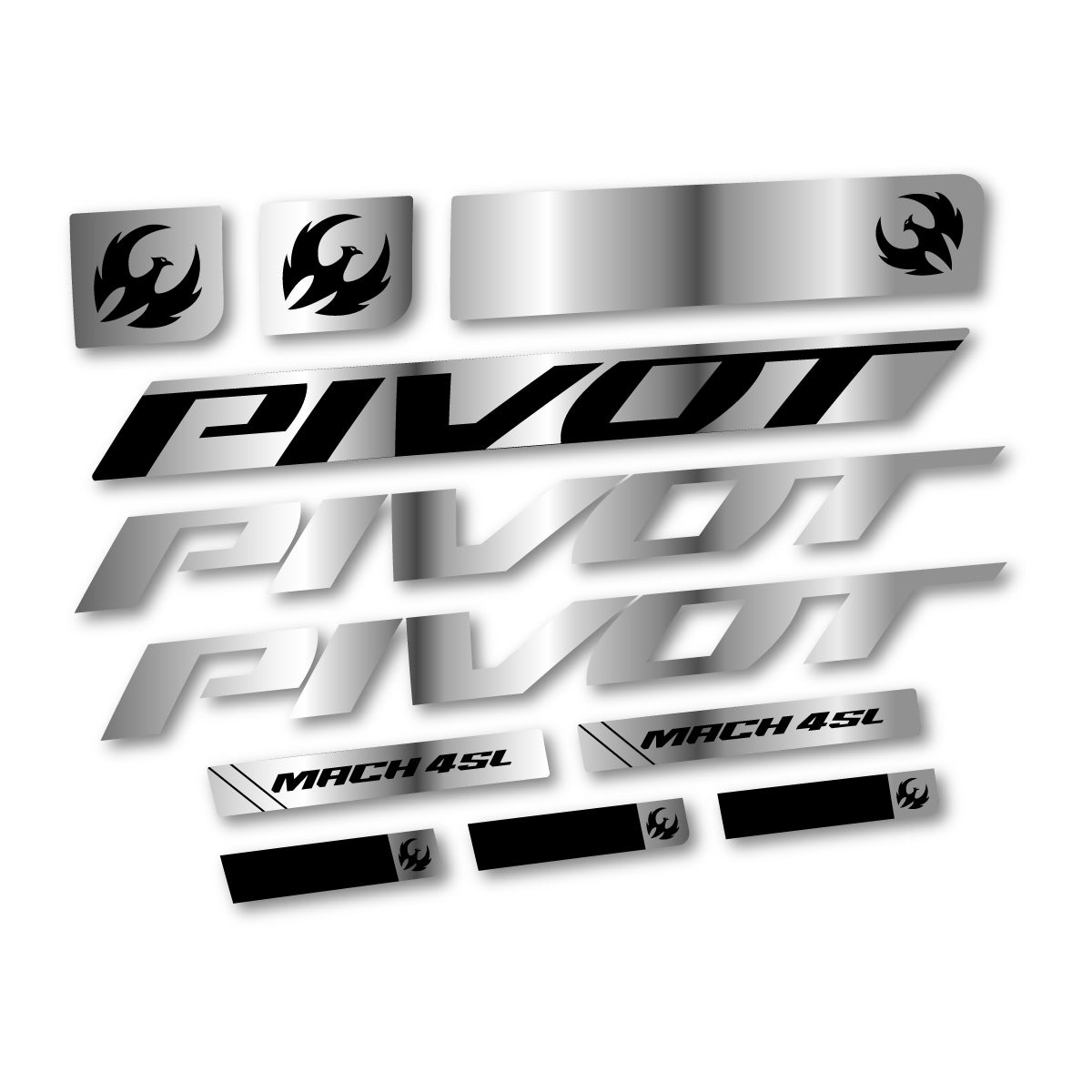 Stickers compatibles Pivot Mach 4 SL 2026 pour cadre – autocollants vinyle - Argent Chromé