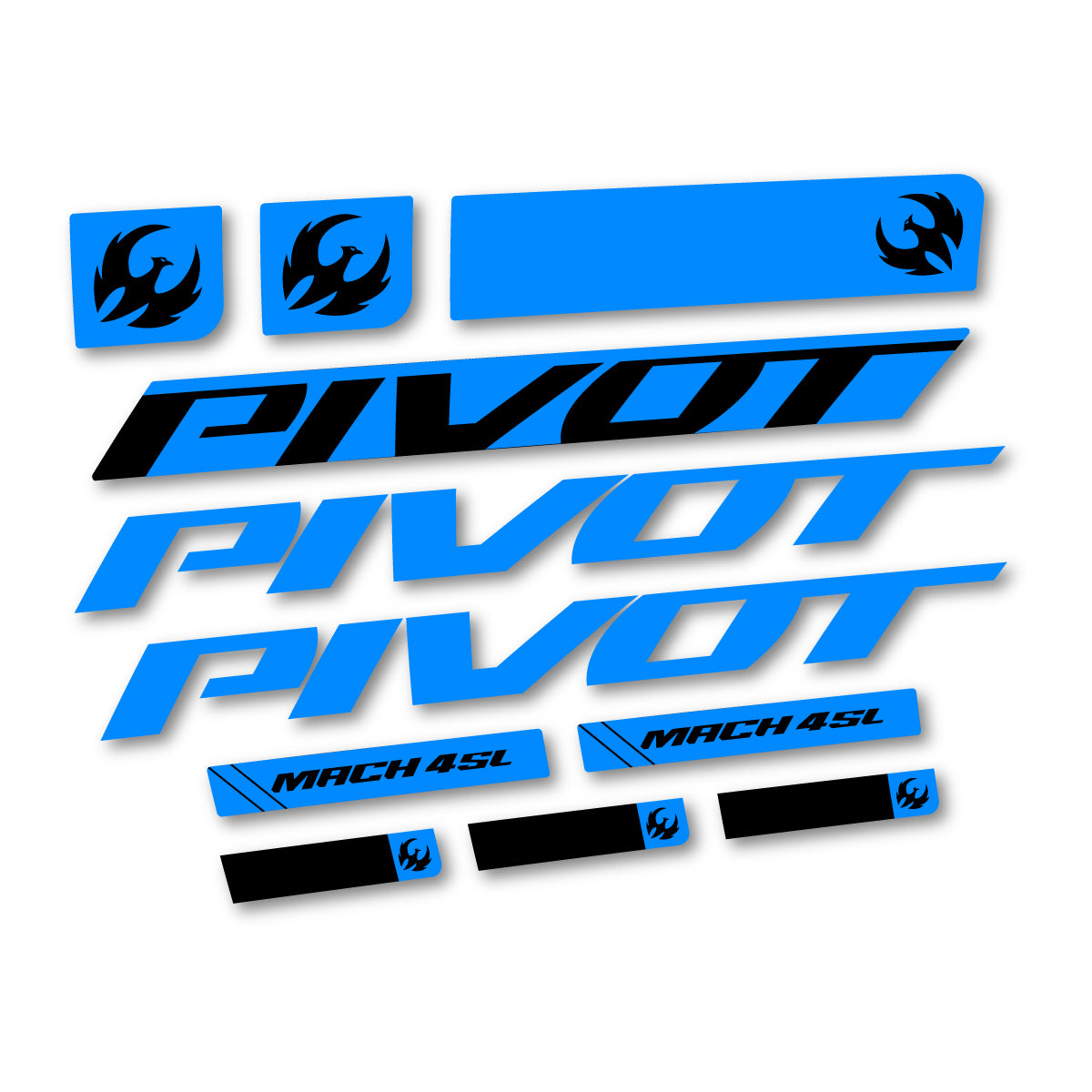 Stickers compatibles Pivot Mach 4 SL 2026 pour cadre – autocollants vinyle - Cyan Lumineux