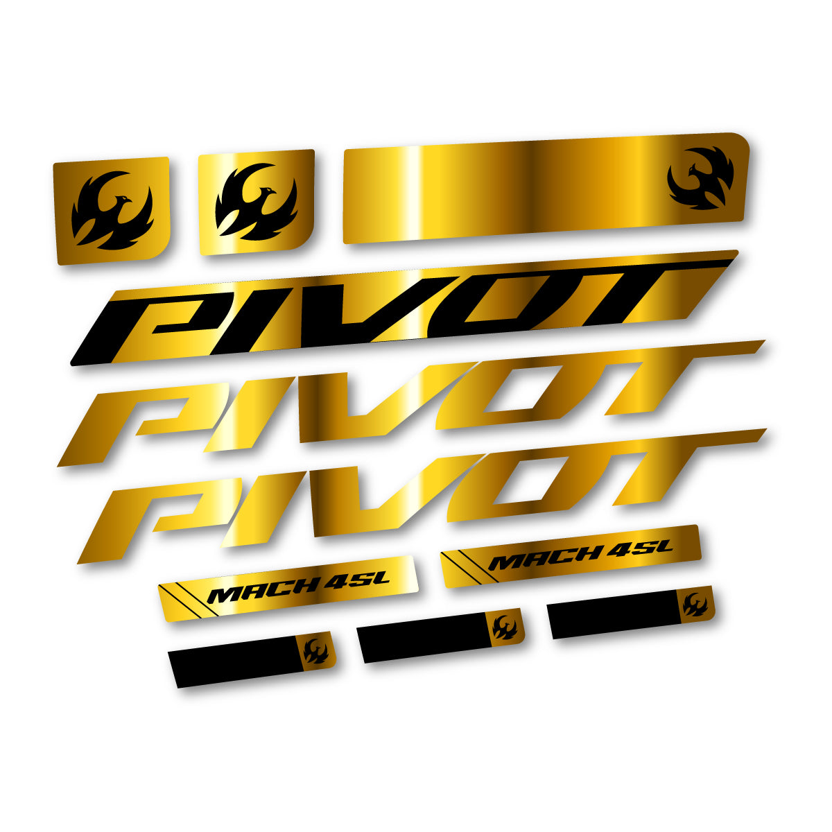 Stickers compatibles Pivot Mach 4 SL 2026 pour cadre – autocollants vinyle - Or Chromé