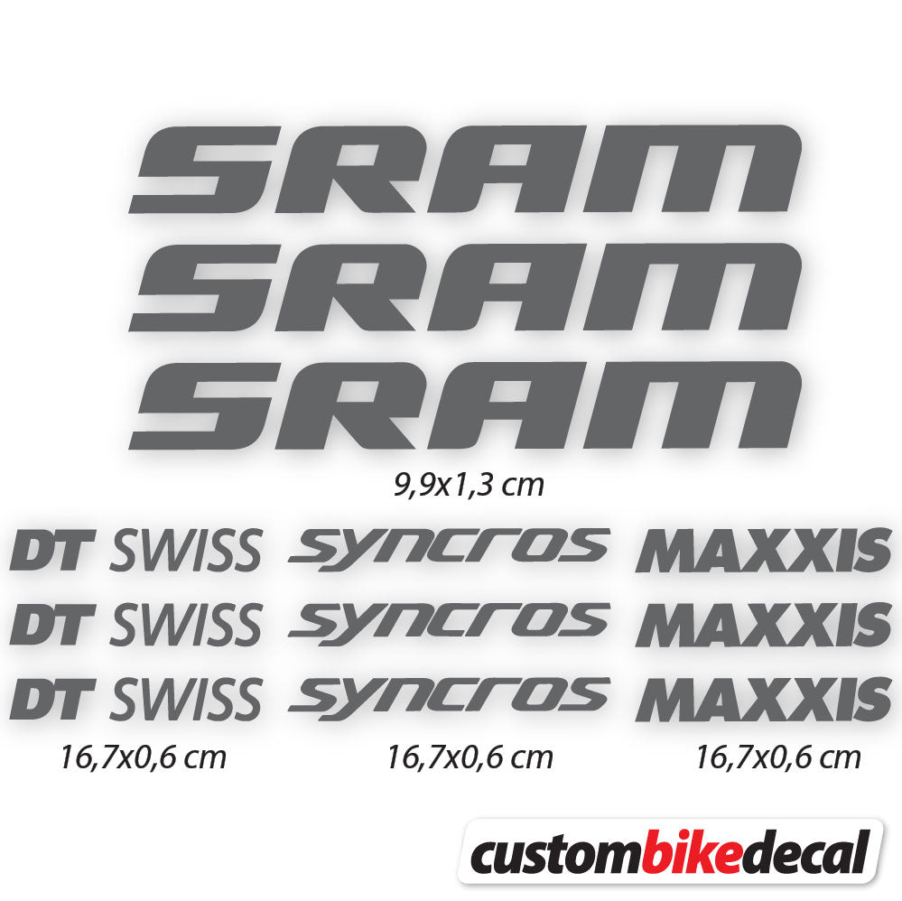 Trac Grey decal for Sram DT Swiss Syncross Maxxis frame – bike sticker vinyl