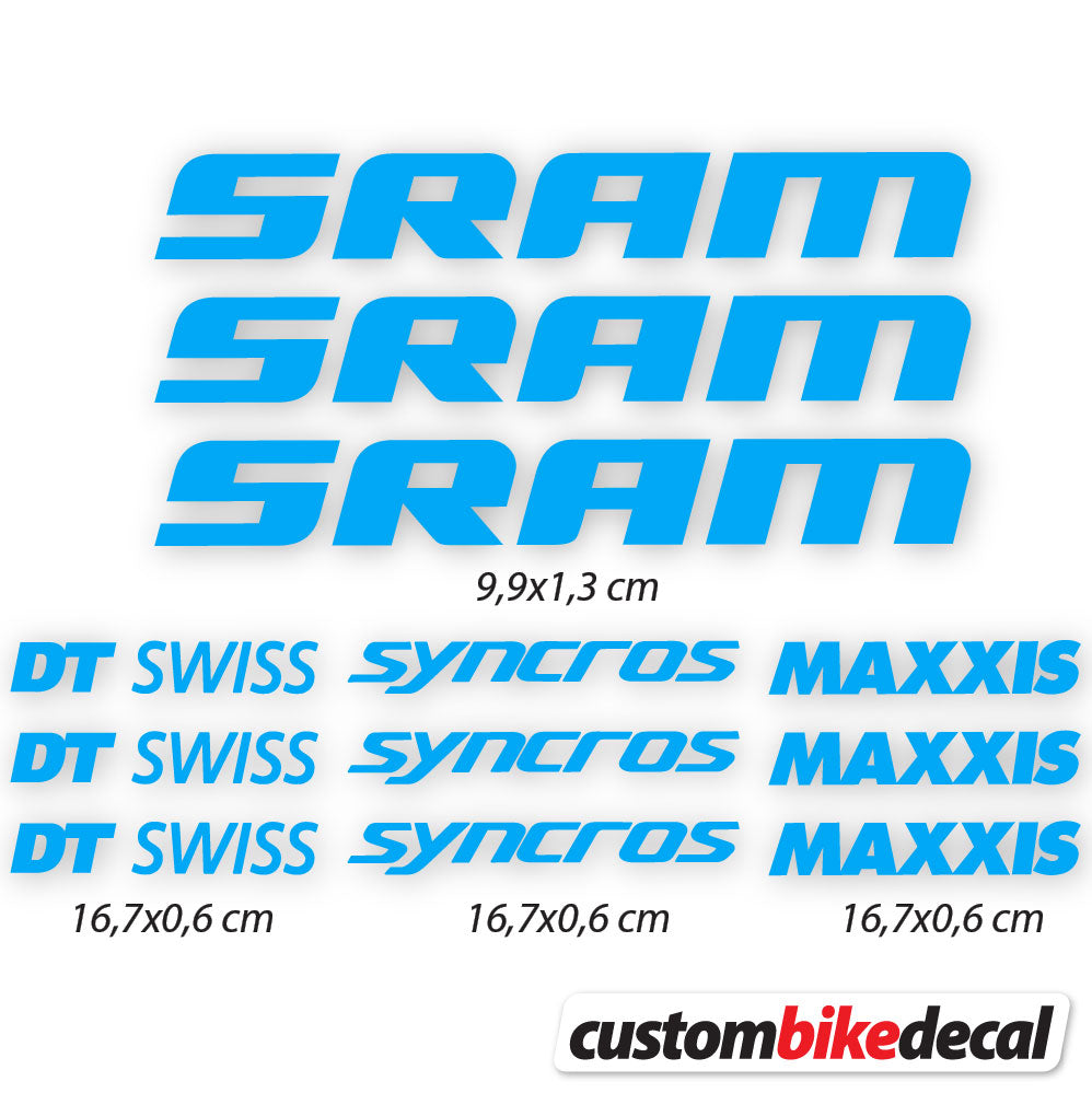Sky Blue decal for Sram DT Swiss Syncross Maxxis frame – bike sticker vinyl