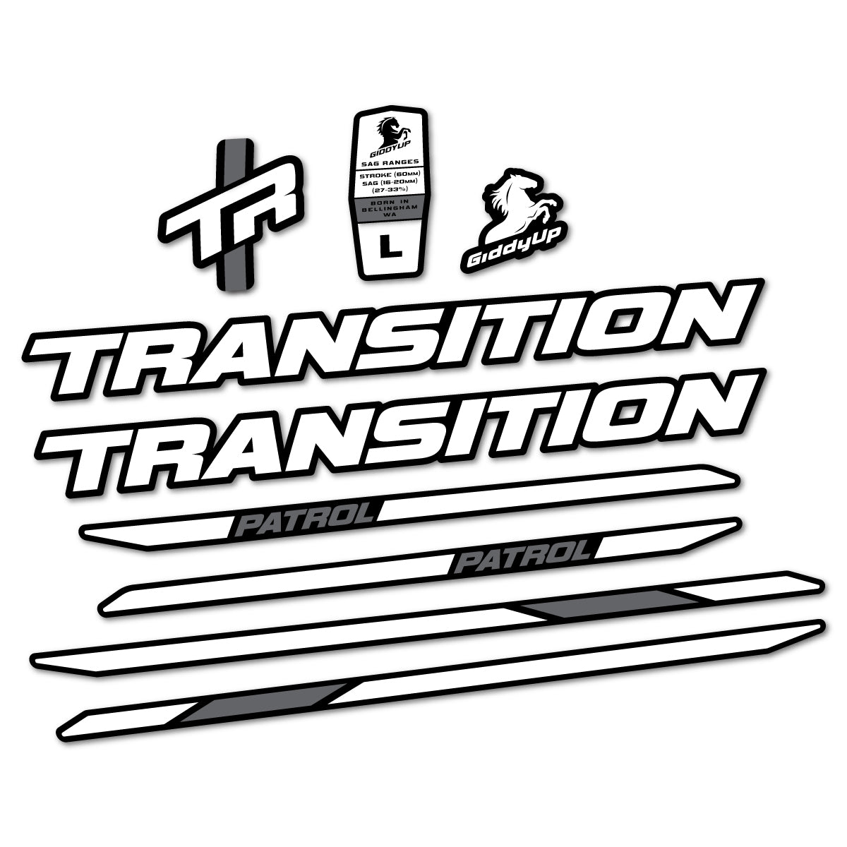 Stickers cadre vélo Transition Patrol Carbon 2025 2026 autocollant vinyle