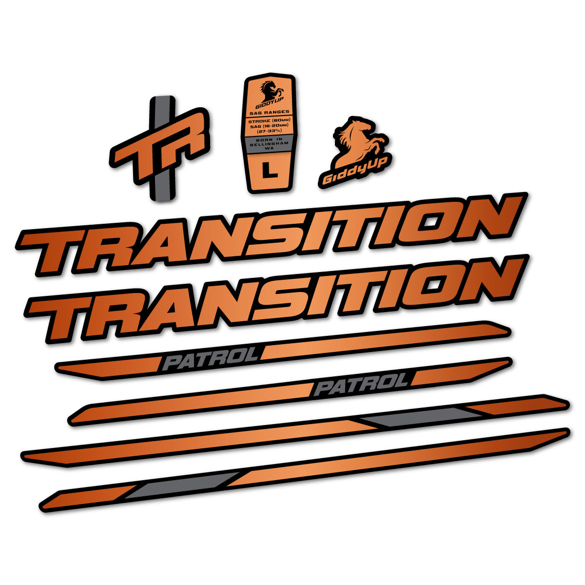 Stickers cadre vélo Transition Patrol Carbon 2025 2026 autocollant vinyle