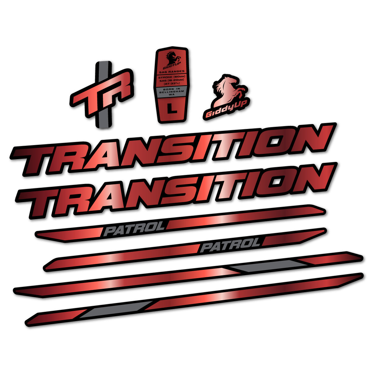 Stickers cadre vélo Transition Patrol Carbon 2025 2026 autocollant vinyle