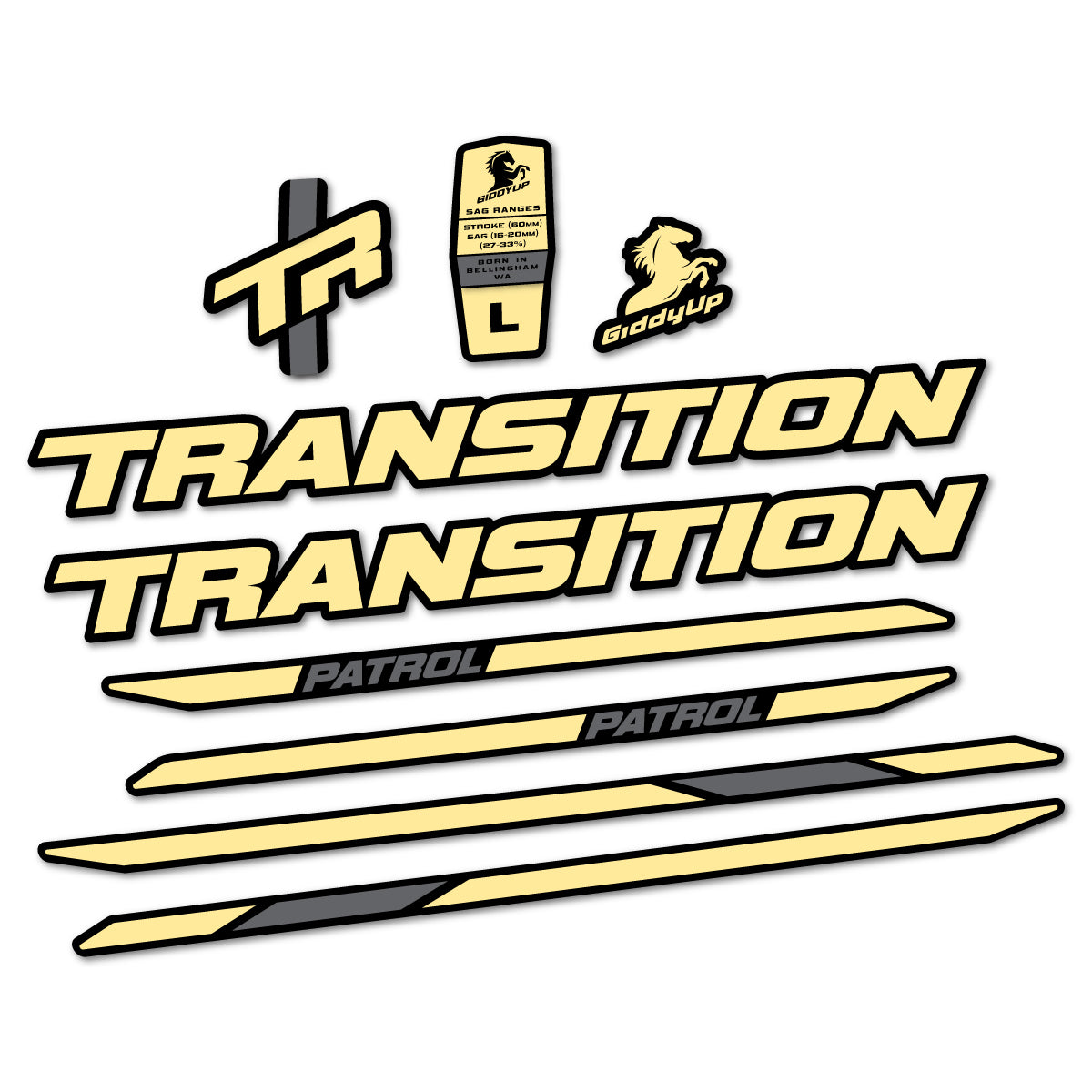 Stickers cadre vélo Transition Patrol Carbon 2025 2026 autocollant vinyle