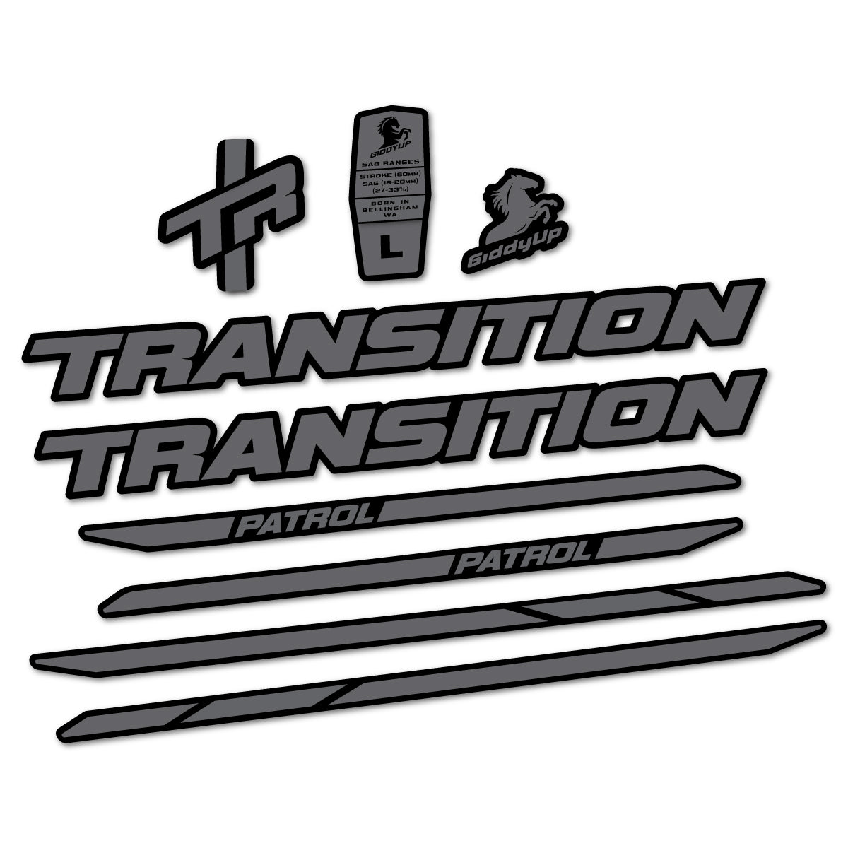 Stickers cadre vélo Transition Patrol Carbon 2025 2026 autocollant vinyle