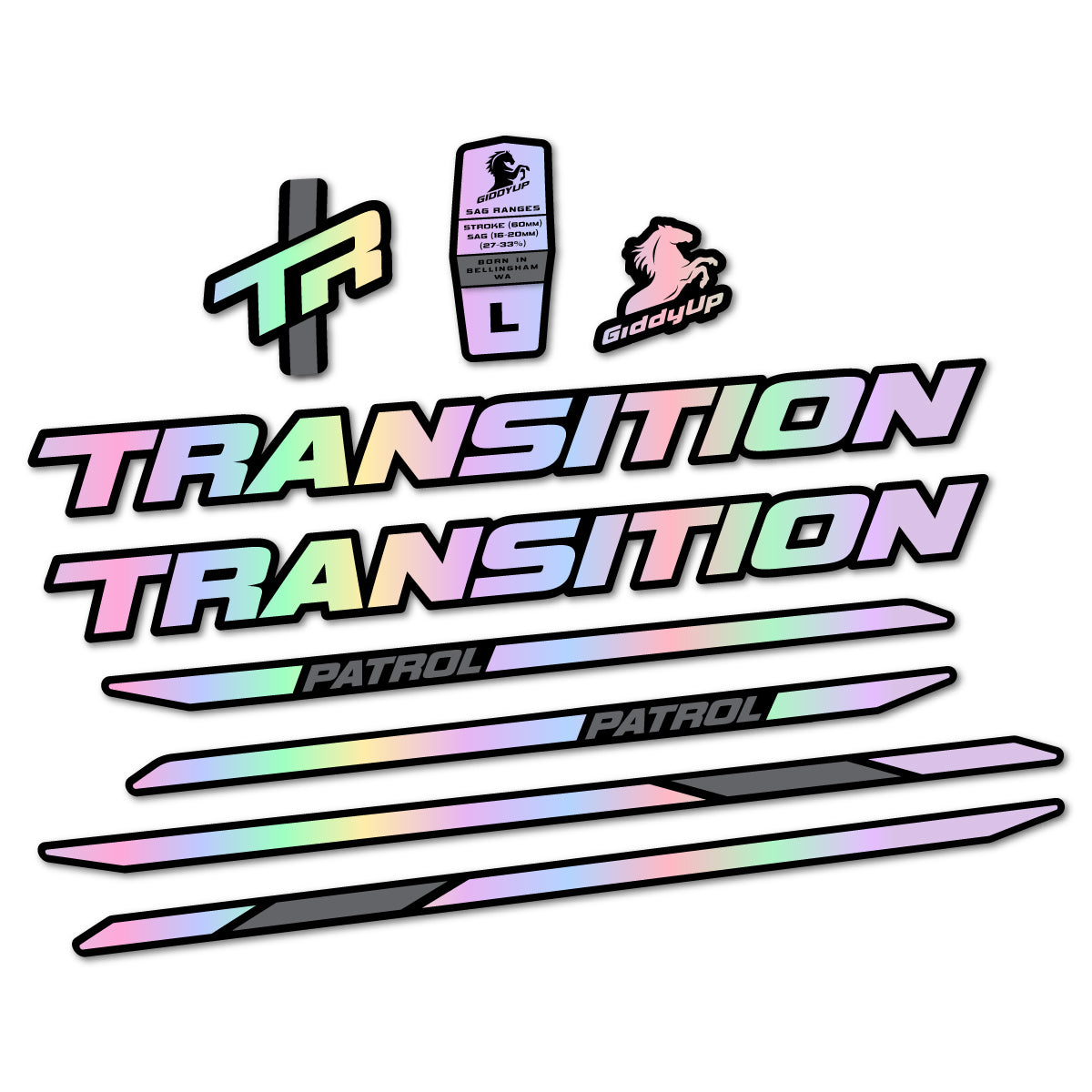 Stickers cadre vélo Transition Patrol Carbon 2025 2026 autocollant vinyle