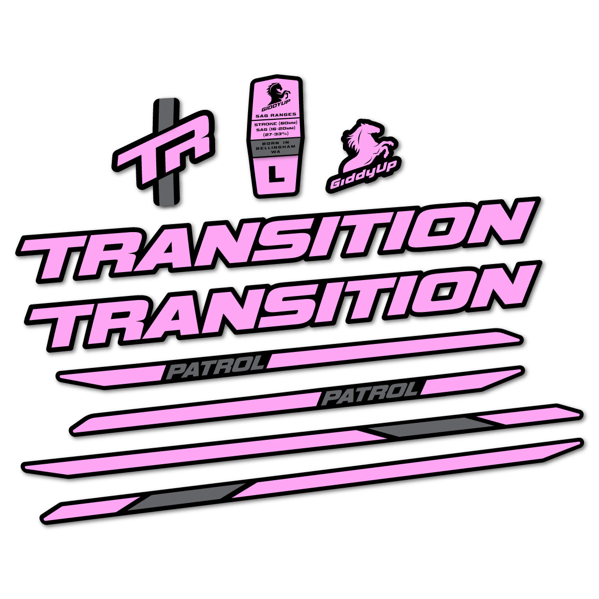 Stickers cadre vélo Transition Patrol Carbon 2025 2026 autocollant vinyle