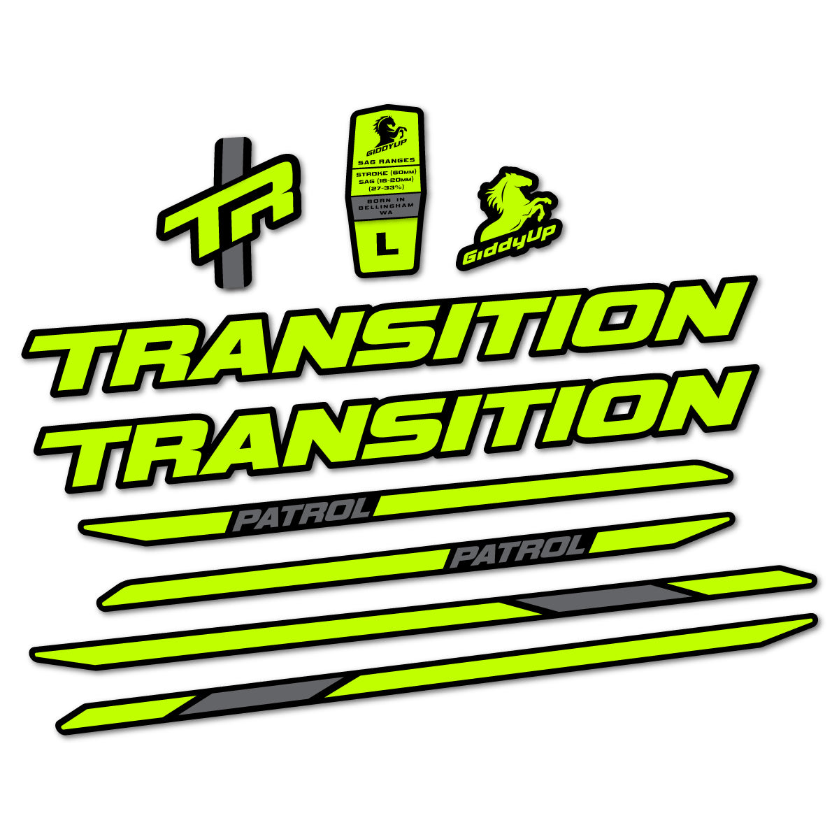 Stickers cadre vélo Transition Patrol Carbon 2025 2026 autocollant vinyle