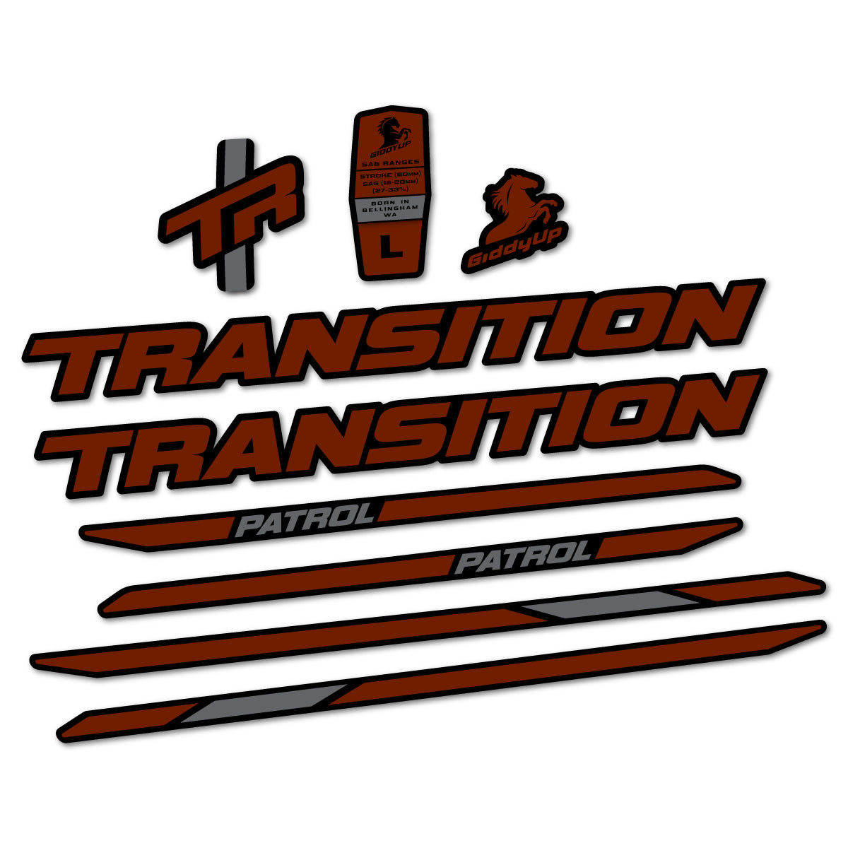 Stickers cadre vélo Transition Patrol Carbon 2025 2026 autocollant vinyle