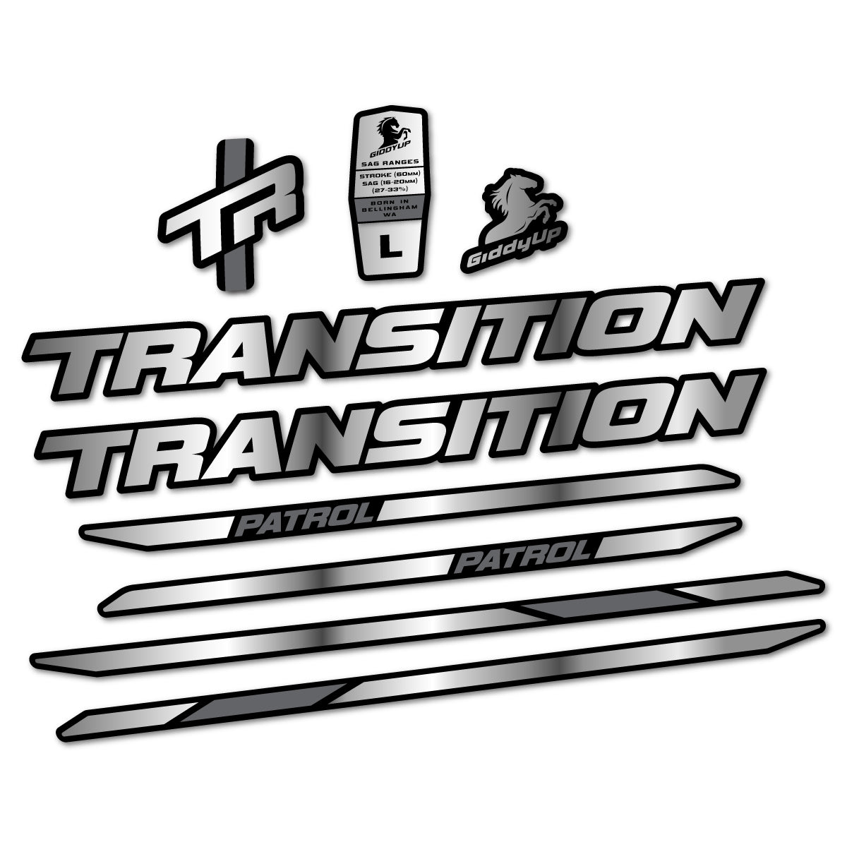 Stickers cadre vélo Transition Patrol Carbon 2025 2026 autocollant vinyle