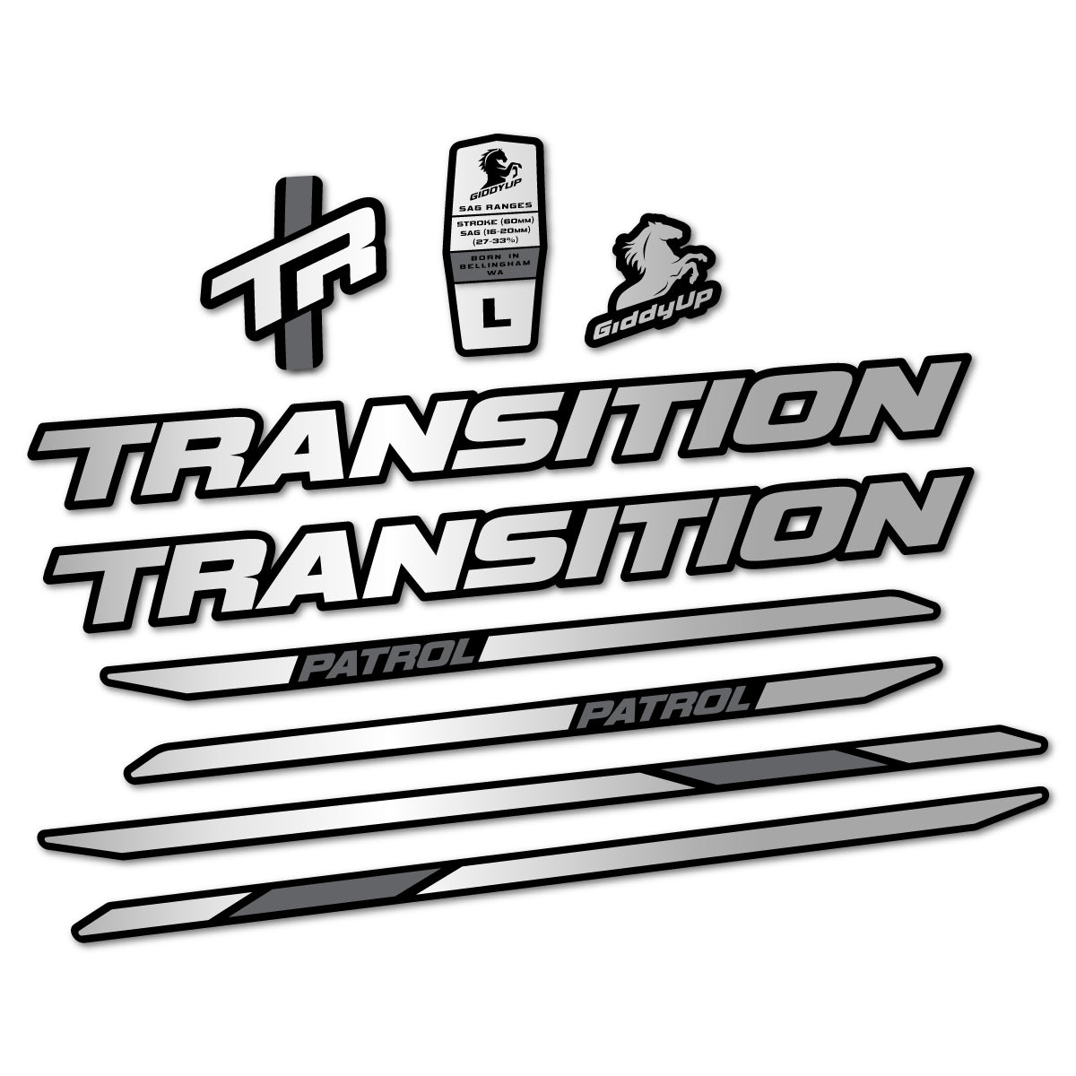 Stickers cadre vélo Transition Patrol Carbon 2025 2026 autocollant vinyle