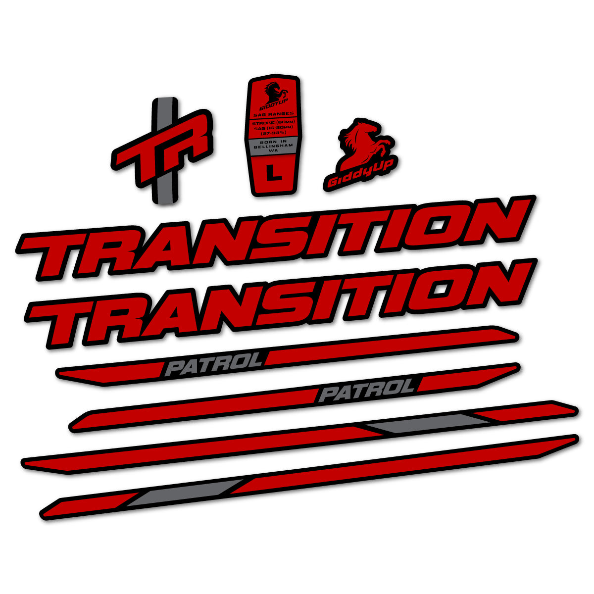 Stickers cadre vélo Transition Patrol Carbon 2025 2026 autocollant vinyle