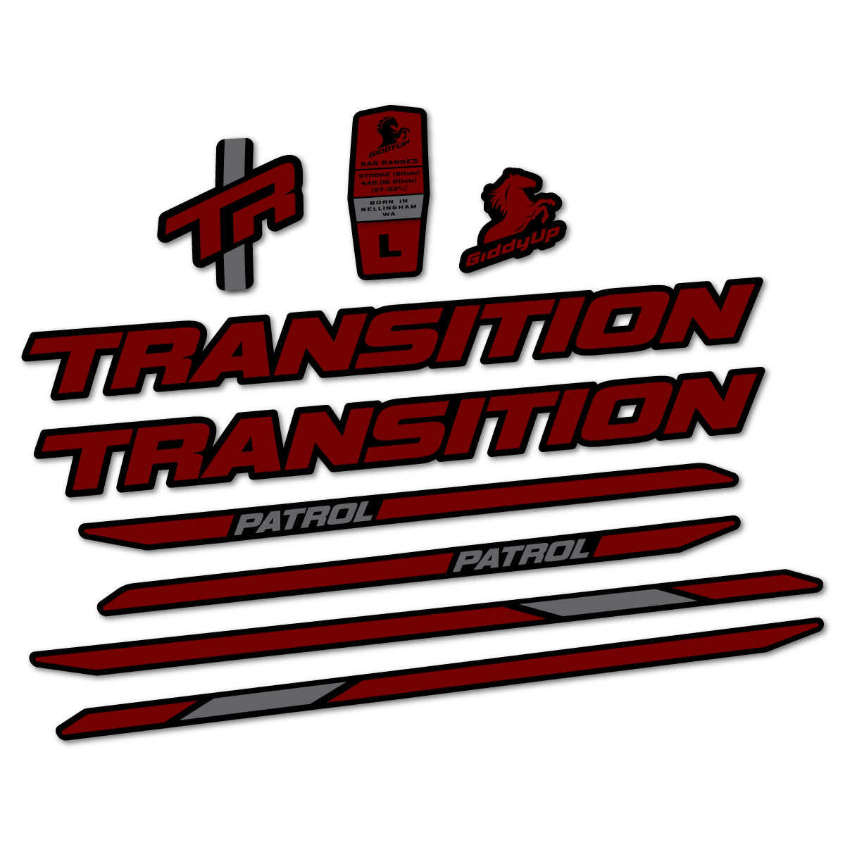 Stickers cadre vélo Transition Patrol Carbon 2025 2026 autocollant vinyle