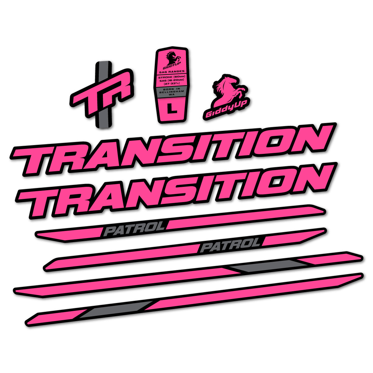 Stickers cadre vélo Transition Patrol Carbon 2025 2026 autocollant vinyle