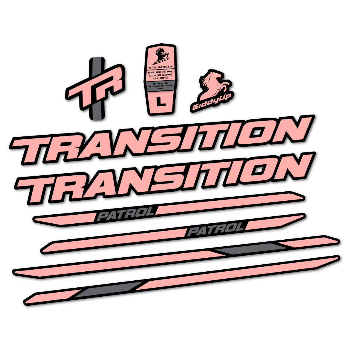 Stickers cadre vélo Transition Patrol Carbon 2025 2026 autocollant vinyle