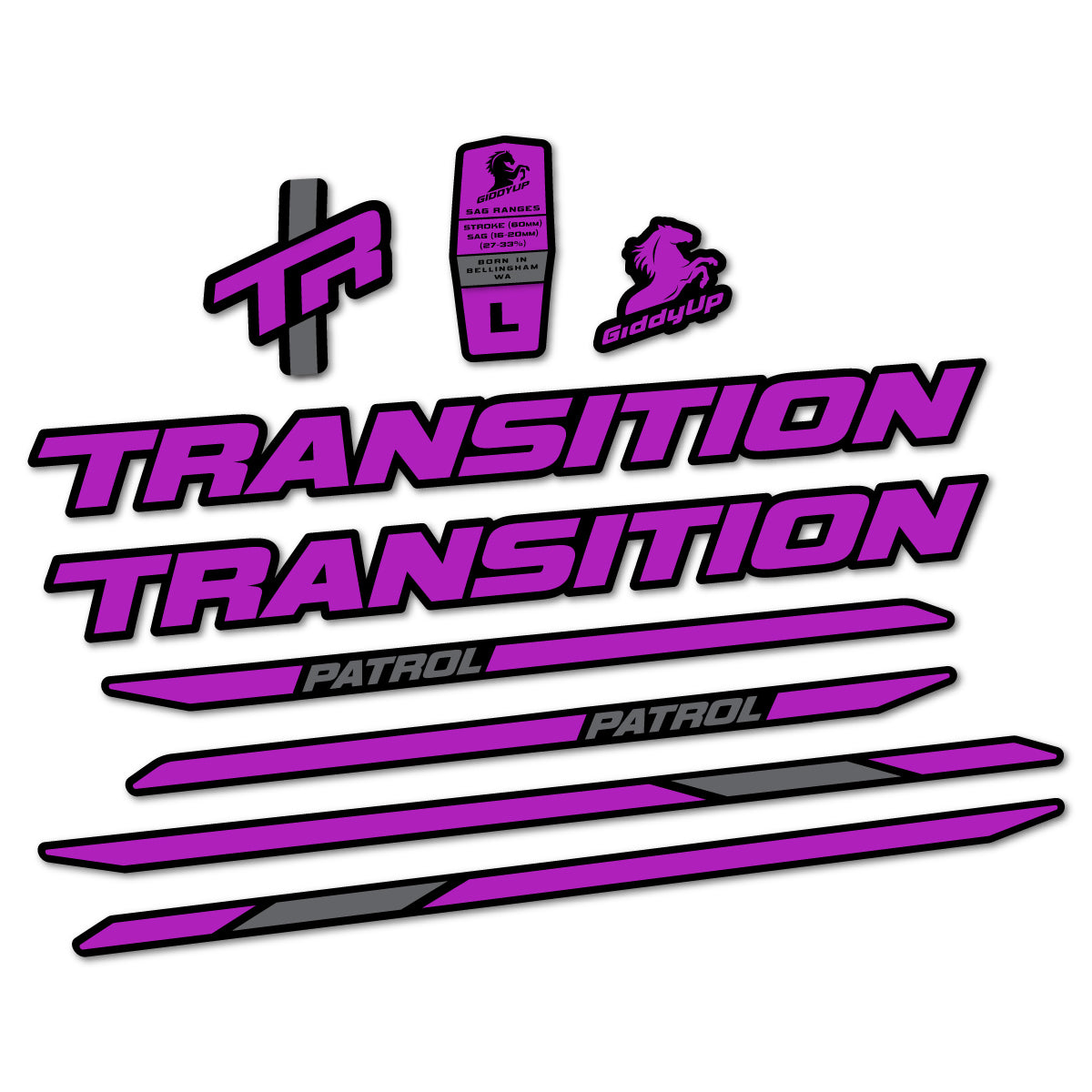 Stickers cadre vélo Transition Patrol Carbon 2025 2026 autocollant vinyle