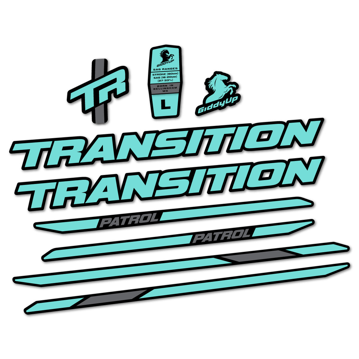 Stickers cadre vélo Transition Patrol Carbon 2025 2026 autocollant vinyle