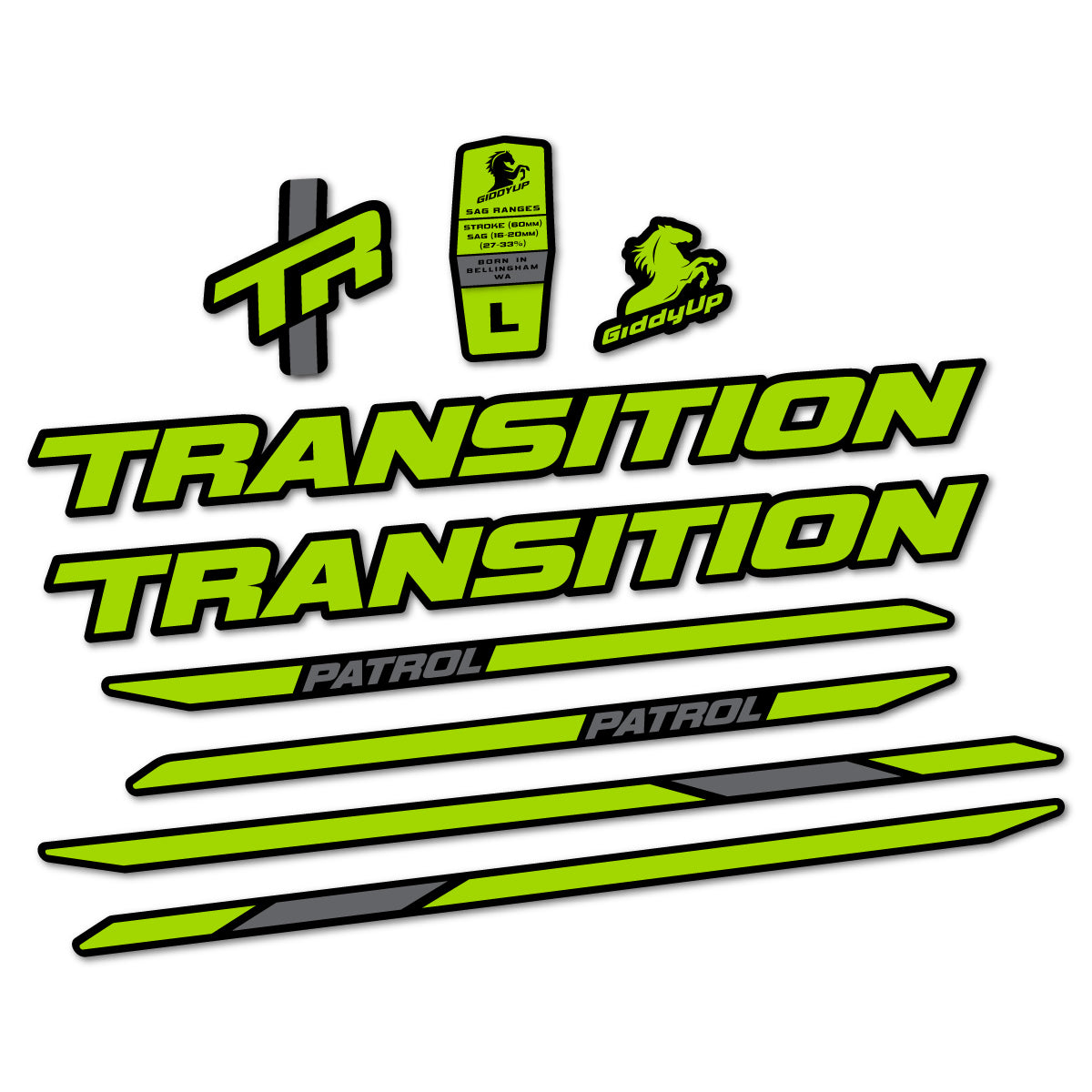 Stickers cadre vélo Transition Patrol Carbon 2025 2026 autocollant vinyle