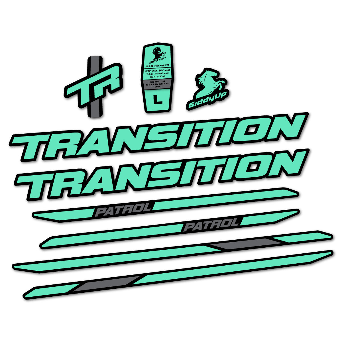 Stickers cadre vélo Transition Patrol Carbon 2025 2026 autocollant vinyle