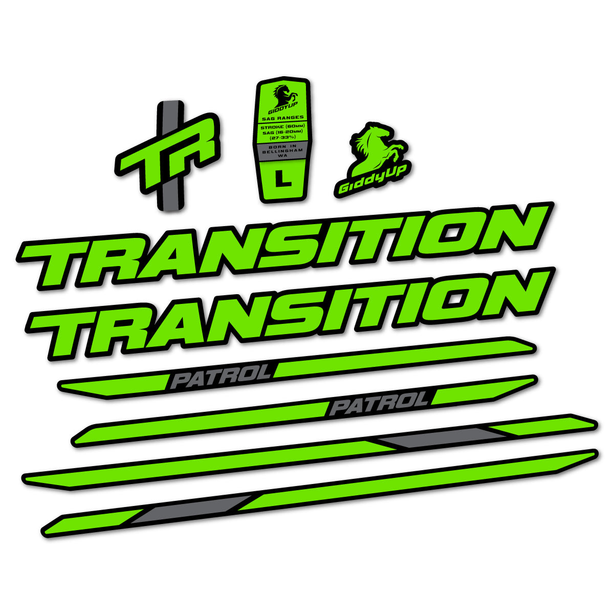 Stickers cadre vélo Transition Patrol Carbon 2025 2026 autocollant vinyle