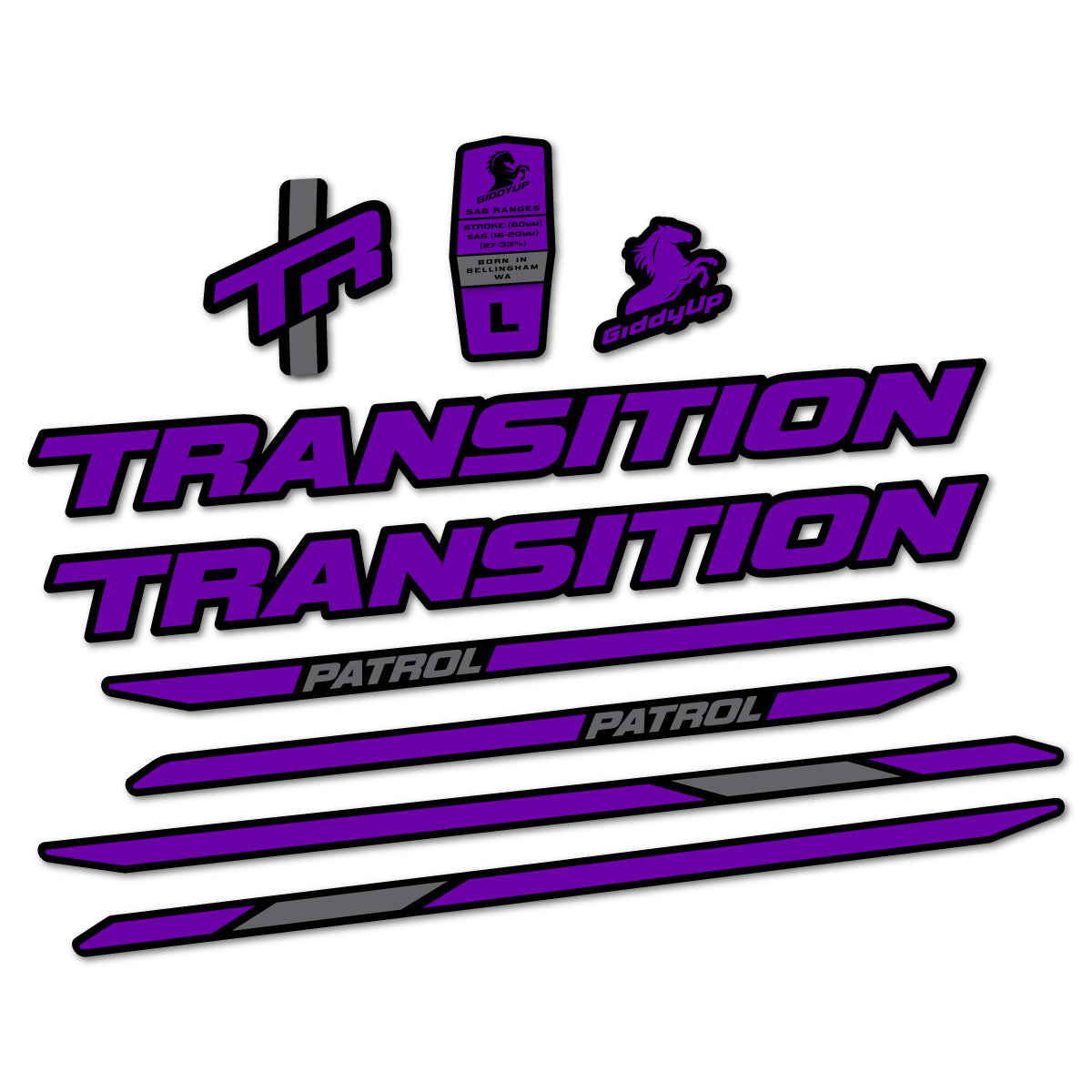 Stickers cadre vélo Transition Patrol Carbon 2025 2026 autocollant vinyle