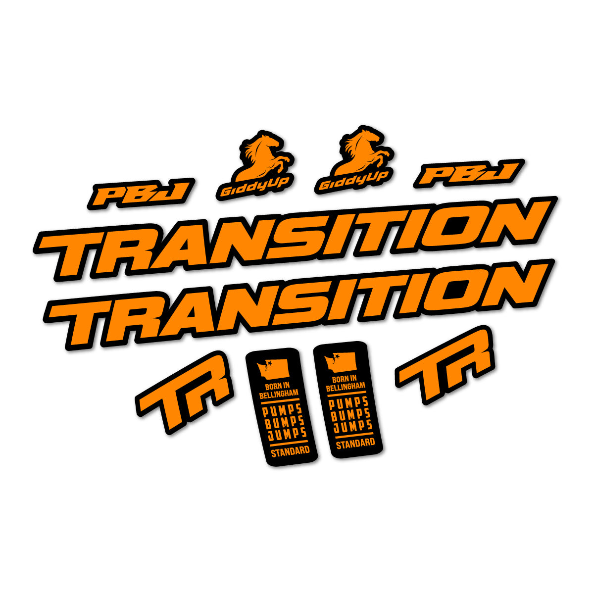 Stickers compatibles Transition PBJ 2026 pour cadre – autocollants vinyle - Jaune Safran