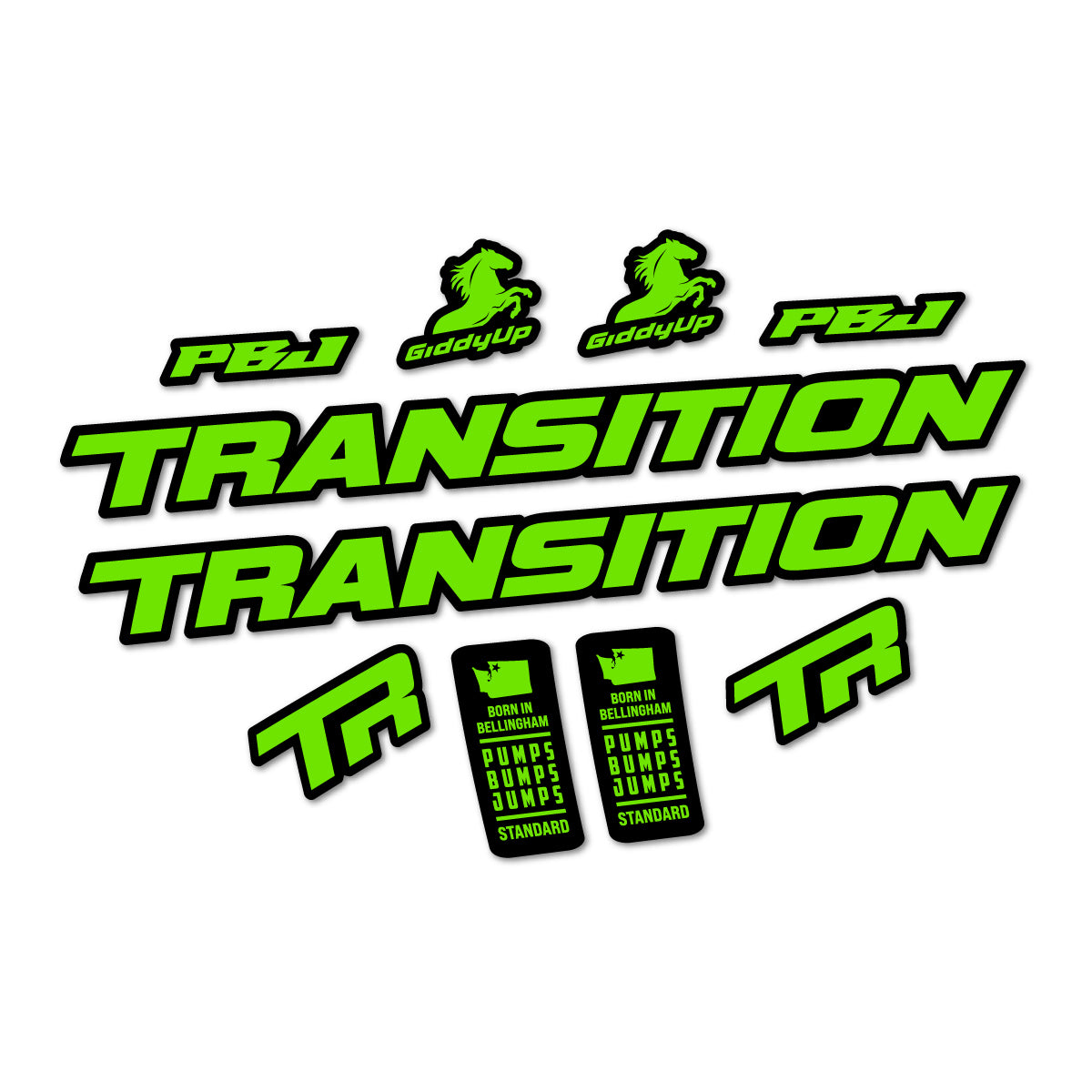 Stickers compatibles Transition PBJ 2026 pour cadre – autocollants vinyle - Vert Pistache