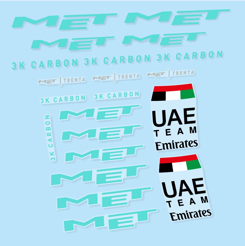 Stickers MET Trenta 3K Carbon UAE compatibles - Autocollants casque vélo