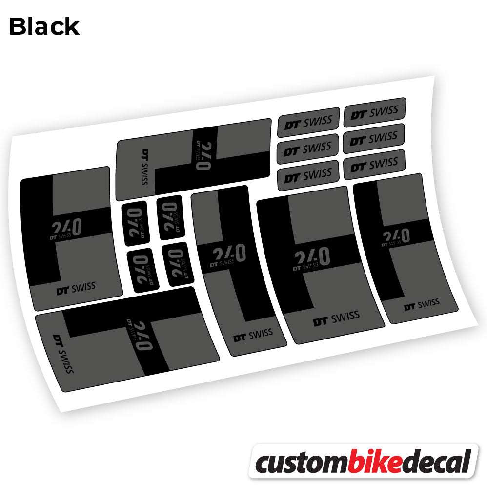 Matte Black+Gloss Black decal for DT Swiss 240 2021 hub – bike sticker vinyl