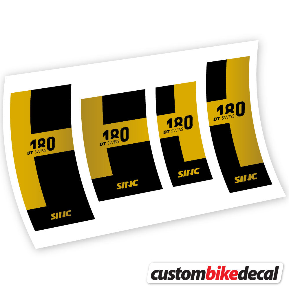 Gold decal for DT Swiss 180 hub – bike sticker vinyl