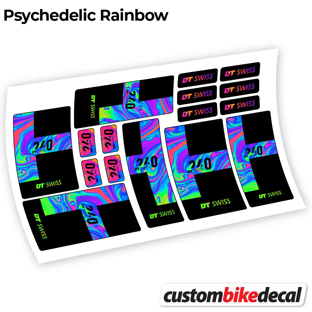 Psychedelic  Rainbow decal for DT Swiss 240 2021 hub – bike sticker vinyl