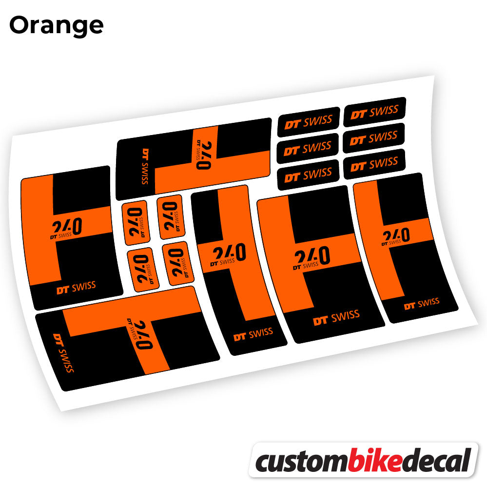 Orange decal for DT Swiss 240 2021 hub – bike sticker vinyl