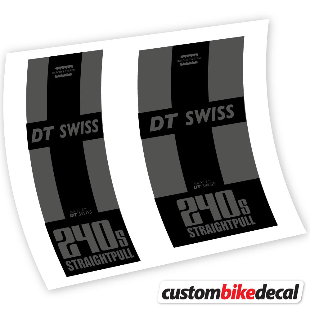Matte Black+Gloss Black decal for DT Swiss 240 Straightpull hub – bike sticker vinyl