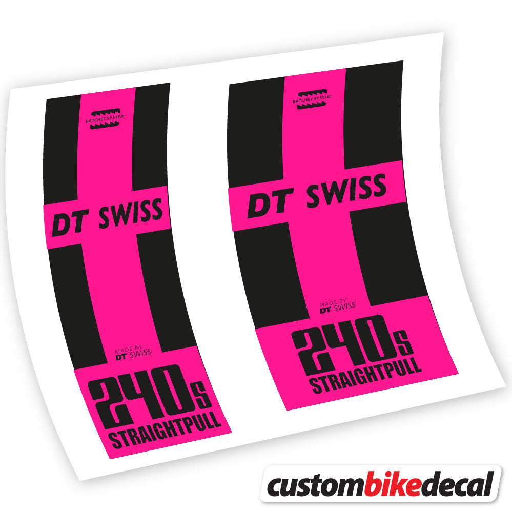Neon Pink decal for DT Swiss 240 Straightpull hub – bike sticker vinyl