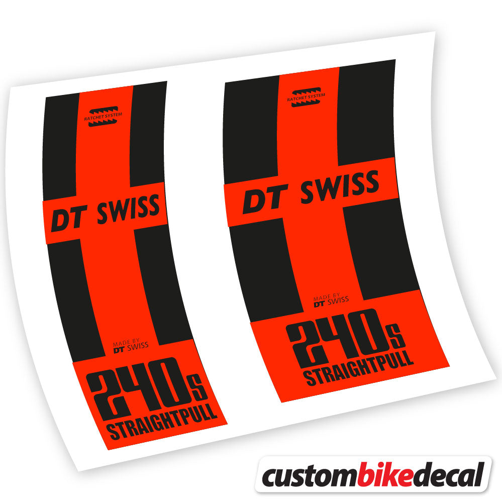 Neon Red decal for DT Swiss 240 Straightpull hub – bike sticker vinyl