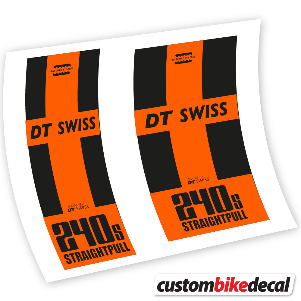 Orange decal for DT Swiss 240 Straightpull hub – bike sticker vinyl