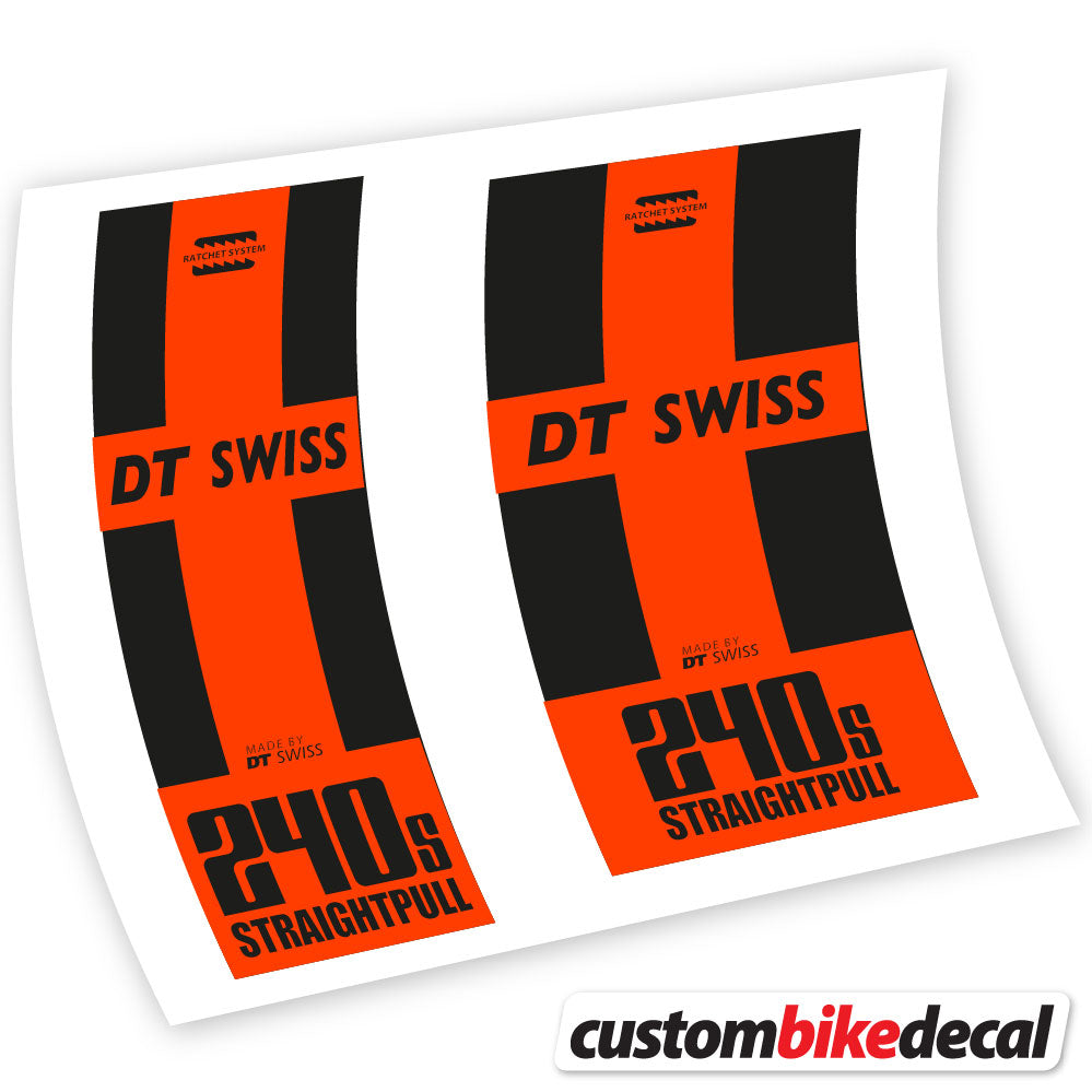 Orange Neon decal for DT Swiss 240 Straightpull hub – bike sticker vinyl