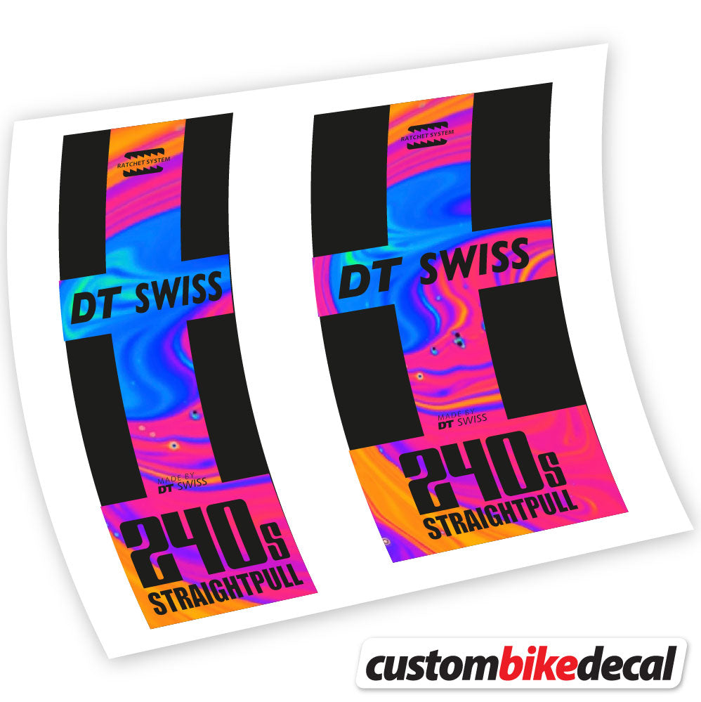 Psychedelic Rainbow decal for DT Swiss 240 Straightpull hub – bike sticker vinyl
