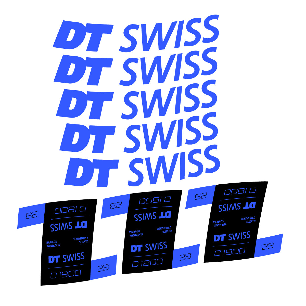 Autocollants vinyle pour jantes DT Swiss C 1800 Spline 2021-2026 - Bleu