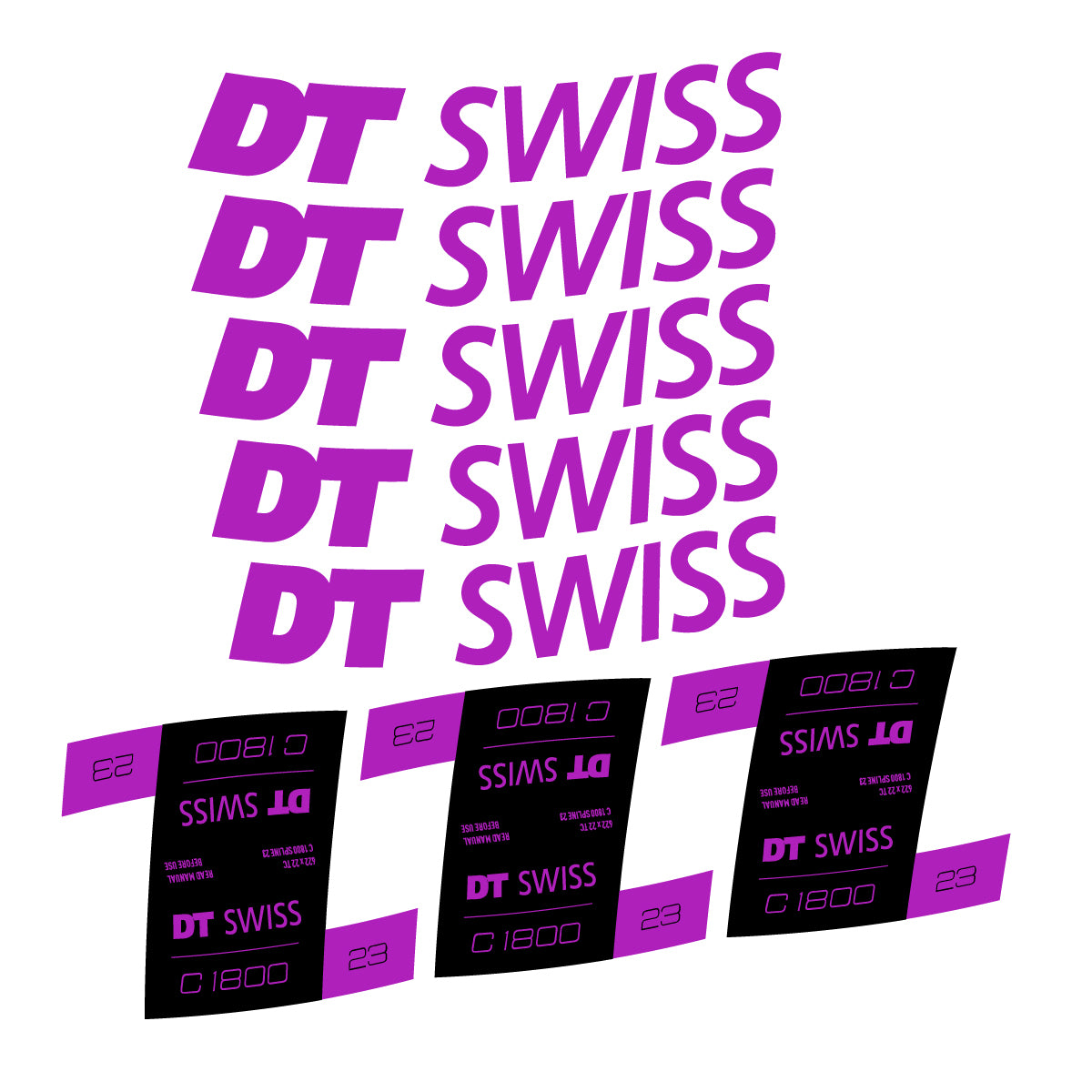 Autocollants vinyle pour jantes DT Swiss C 1800 Spline 2021-2026 - Rose Violet