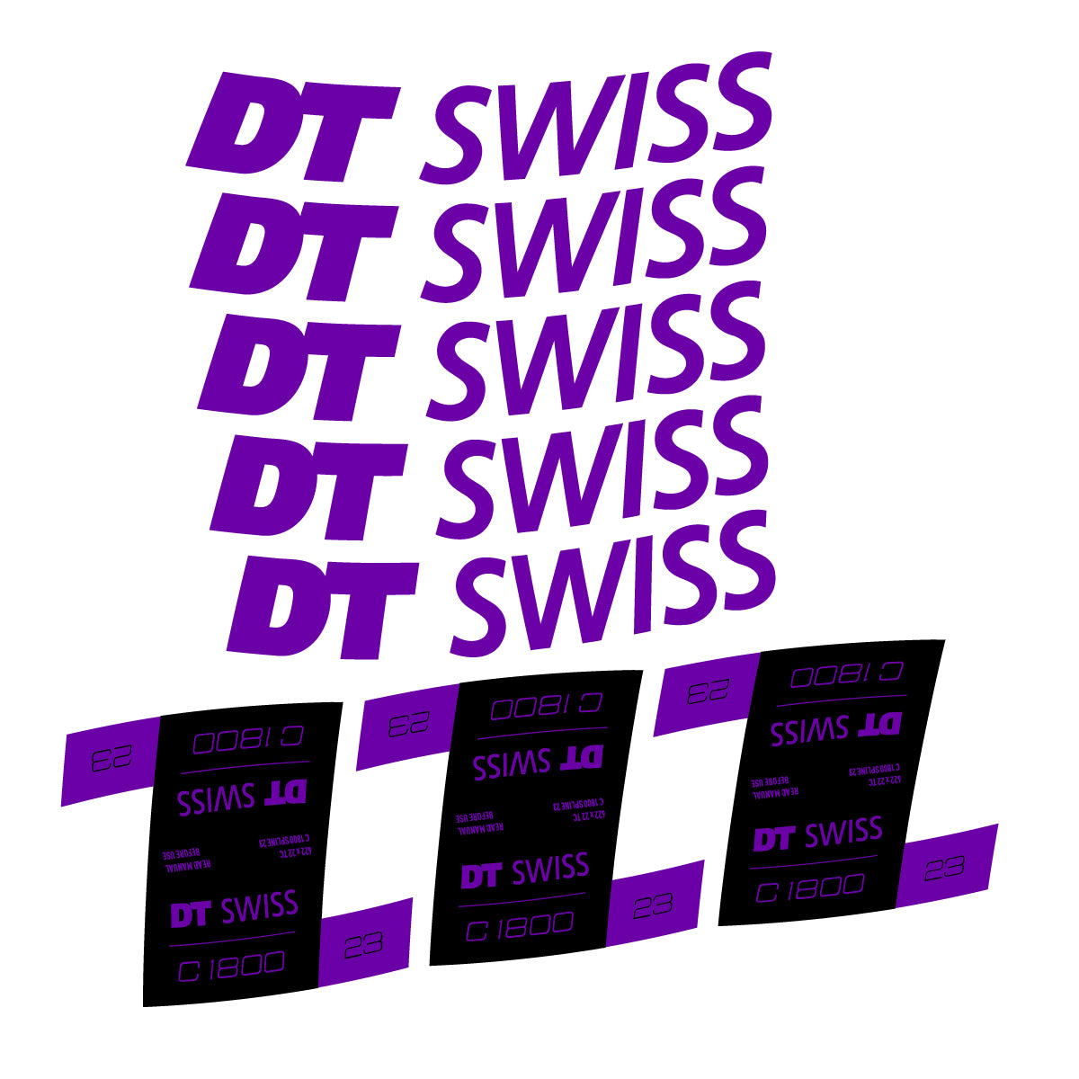 Autocollants vinyle pour jantes DT Swiss C 1800 Spline 2021-2026 - Violet